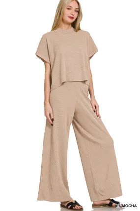 2 Pc Short Sleeve Sweater and Pants Set
