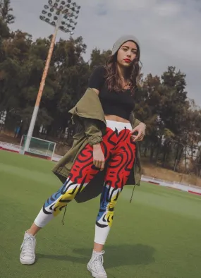 Abstract Street Graphic Red Blue Yellow Art legging