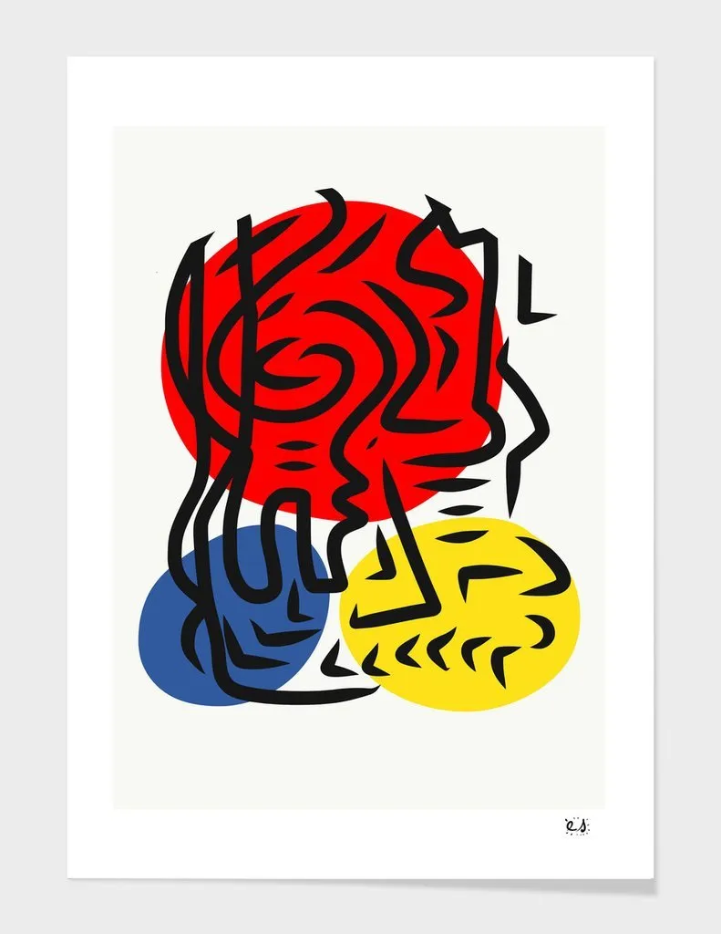 Abstract Street Graphic Red Blue Yellow Art legging