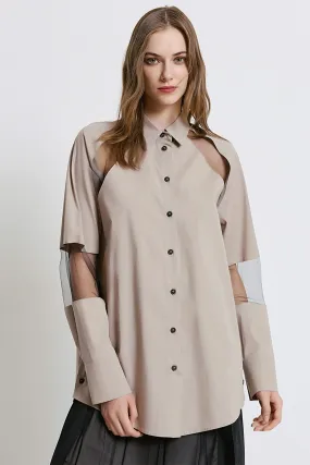 Access Fashion 7039 Beige Cut Out Shirt