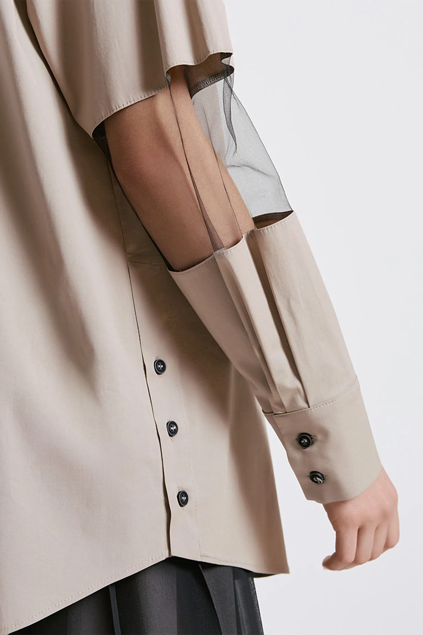 Access Fashion 7039 Beige Cut Out Shirt