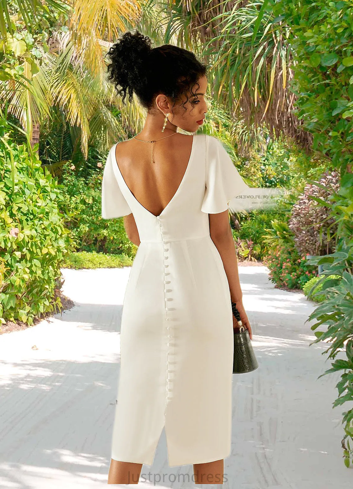 Aliza V-Neck Elegant Bodycon Cotton Blends Midi Dresses HHP0022356