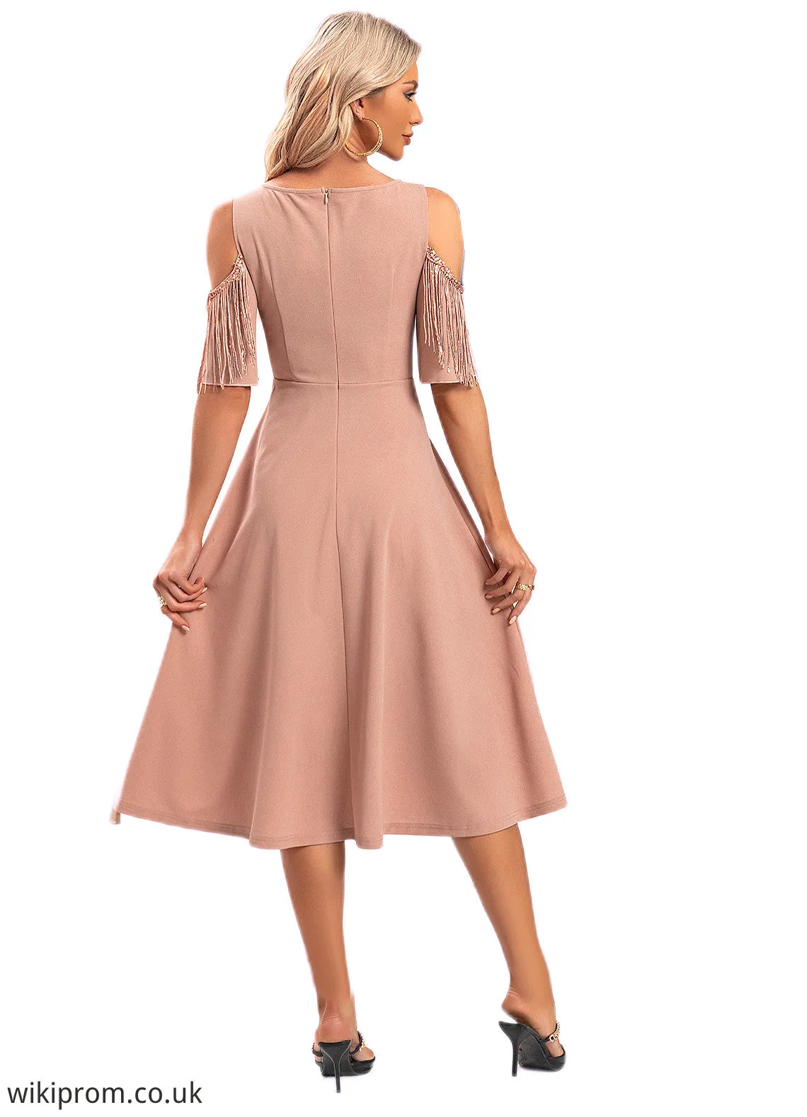 Andrea Sequins Scoop Elegant A-line Polyester Midi Dresses SWKP0022473