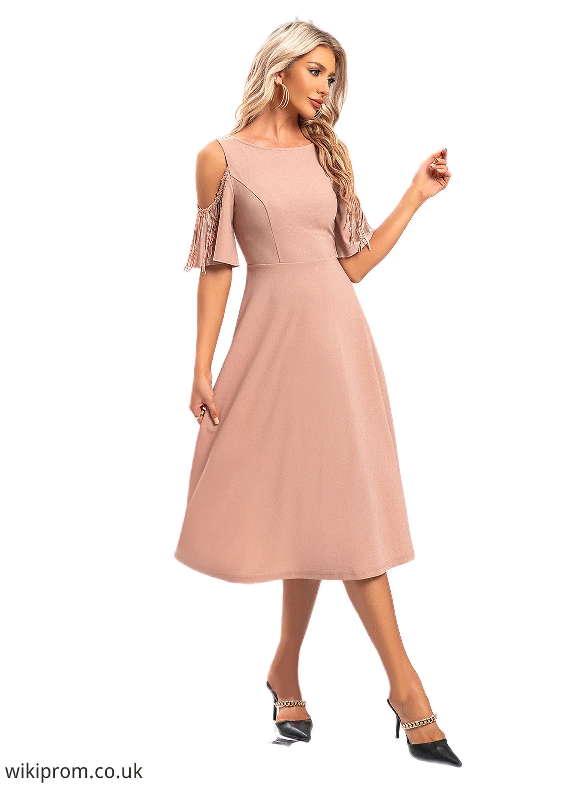 Andrea Sequins Scoop Elegant A-line Polyester Midi Dresses SWKP0022473