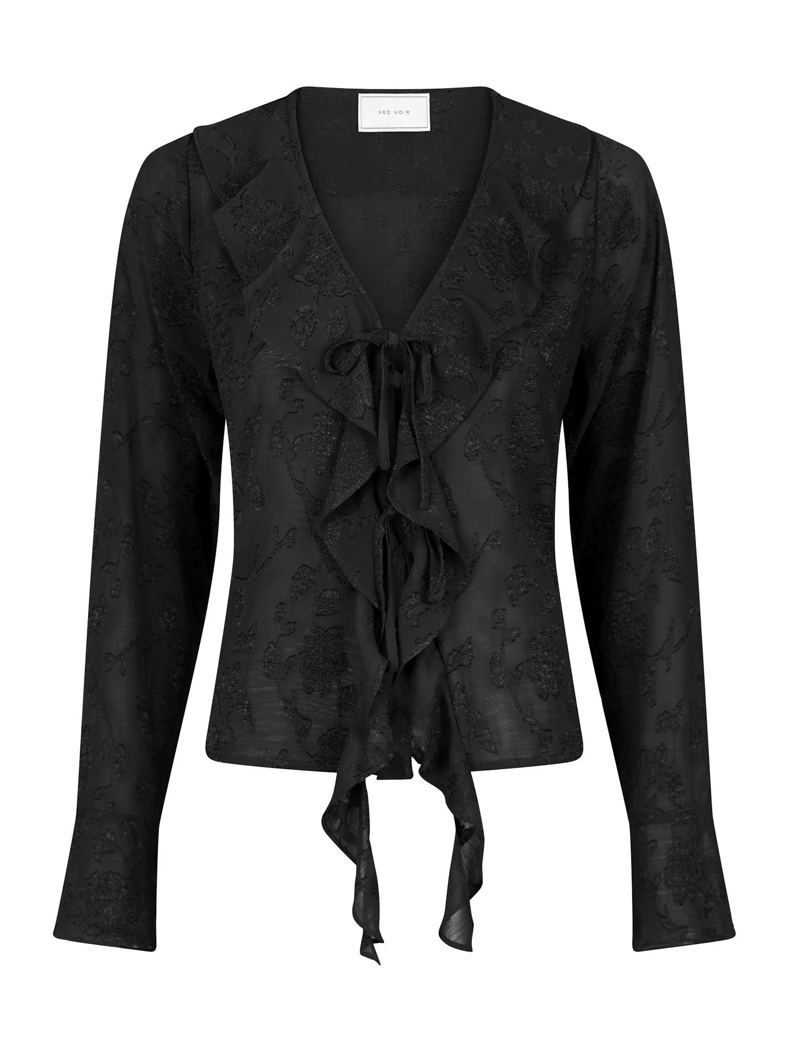 Anika Burnout Blouse - Black