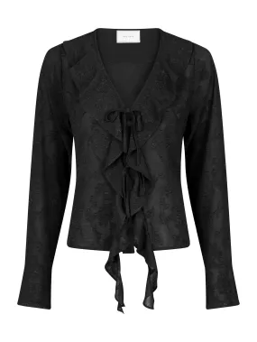 Anika Burnout Blouse - Black