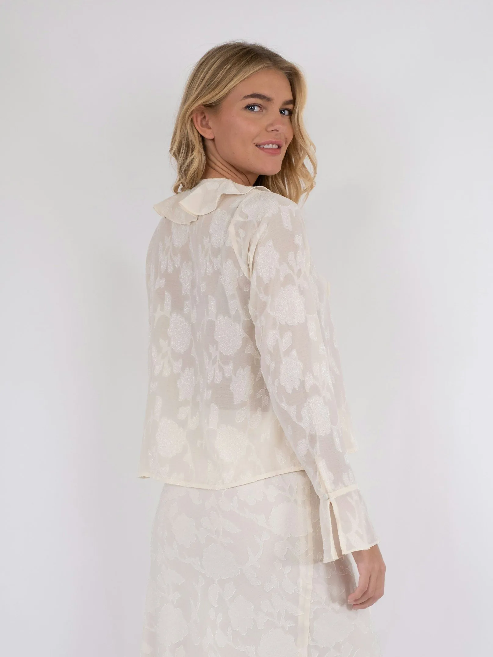 Anika Burnout Blouse - Off White