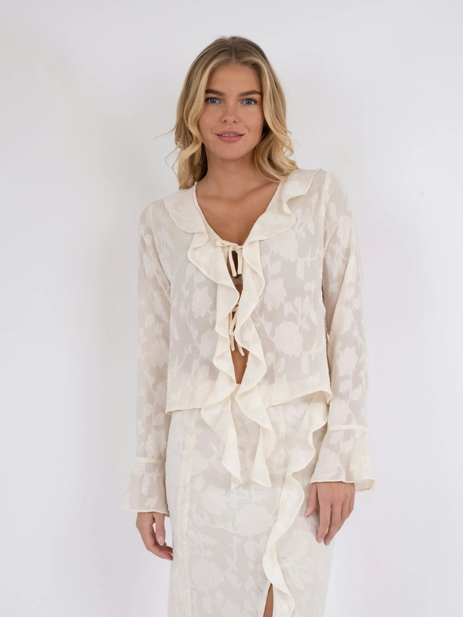 Anika Burnout Blouse - Off White