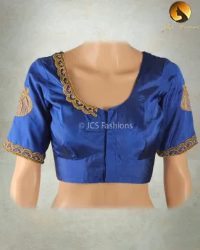 Beautiful Silk blouse with Aari/Maggam work in Stunning Blue