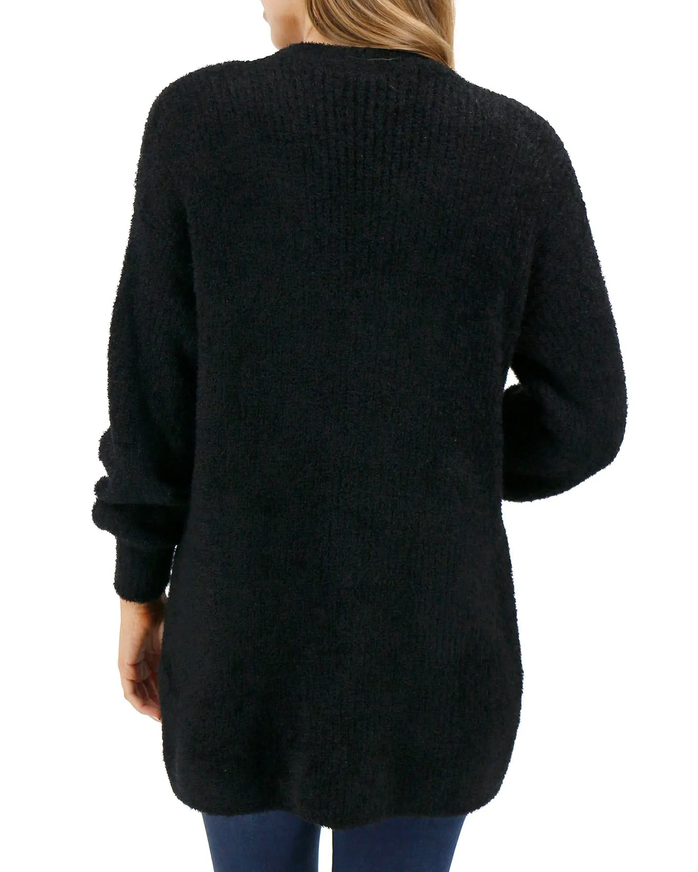 Black Knit Fuzzy Cardigan