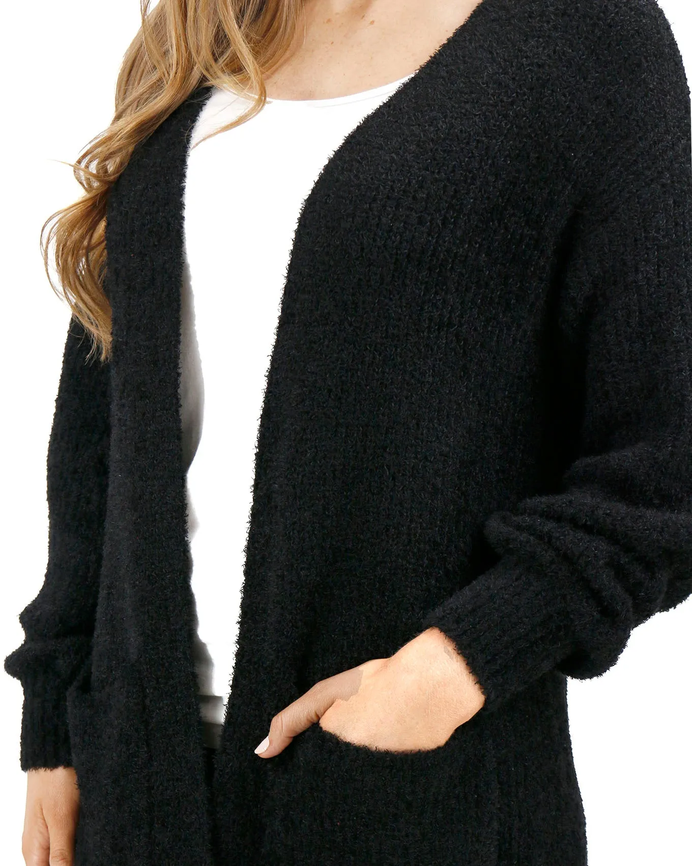Black Knit Fuzzy Cardigan