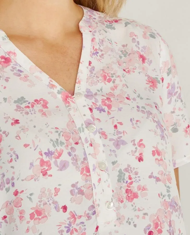Blossoms Gathered Sleeve Blouse