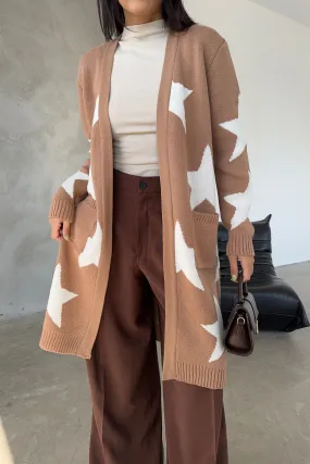 Camel Star-Print Midi Cardigan