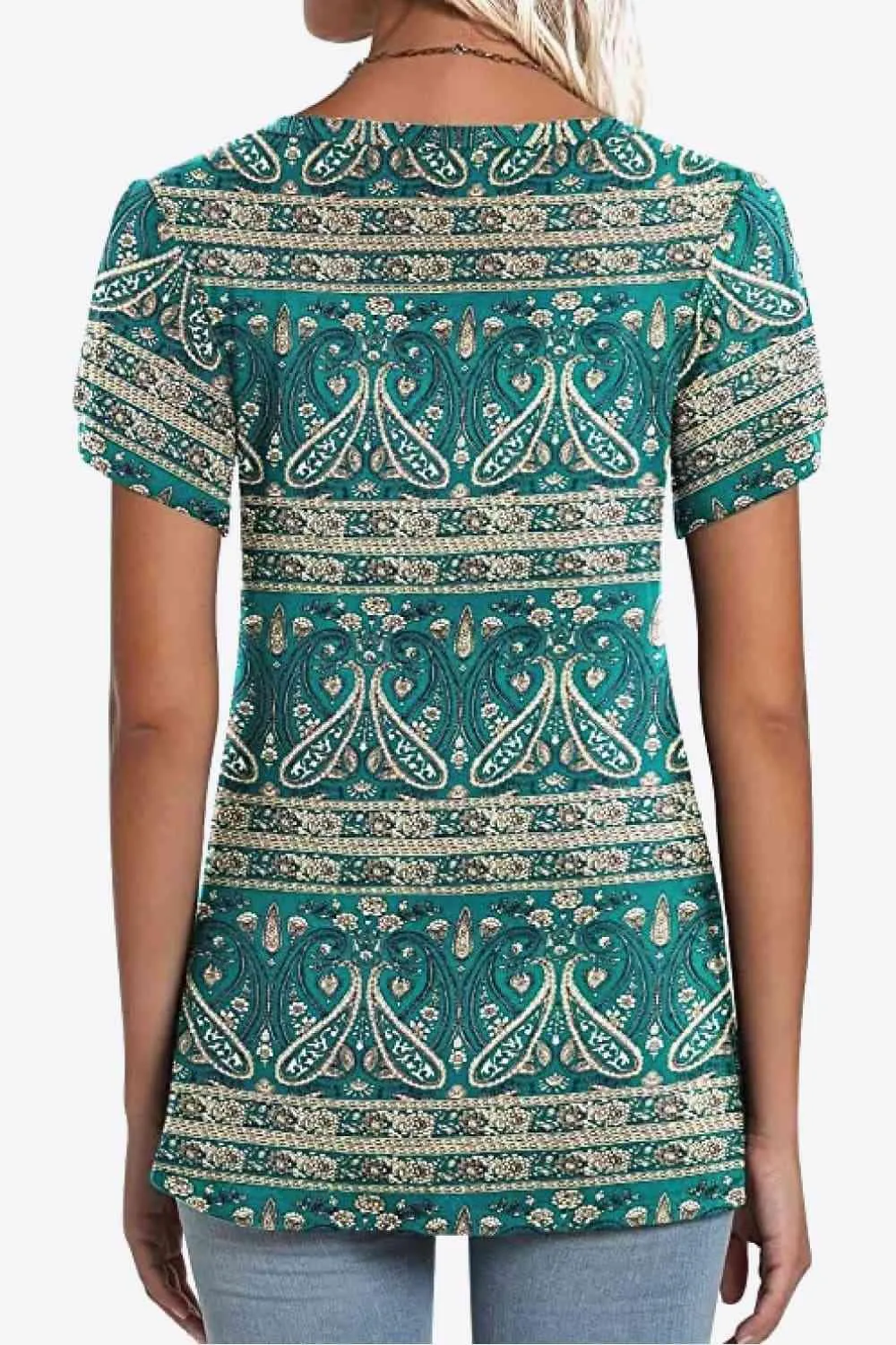 Chic Floral V-Neck Top with Delightful Petal Sleeves