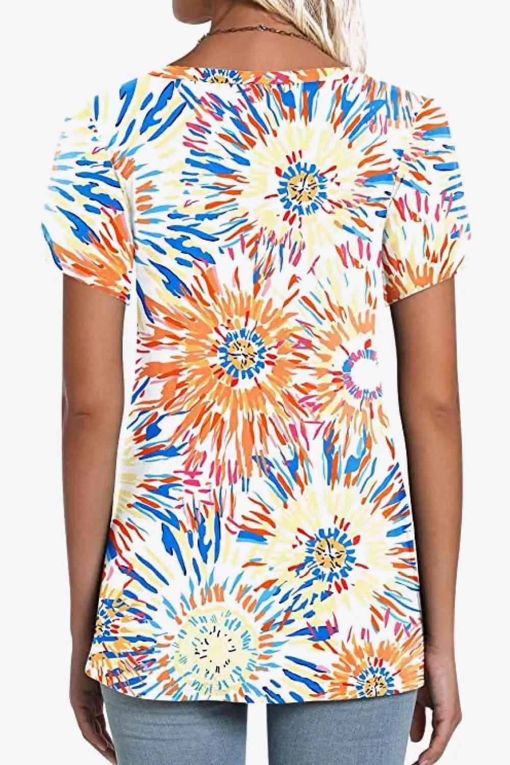Chic Floral V-Neck Top with Delightful Petal Sleeves