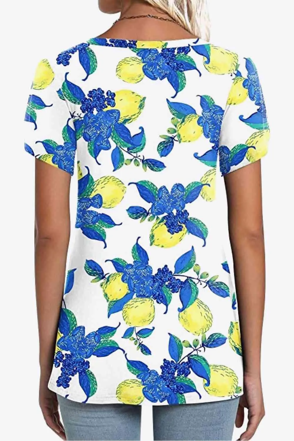 Chic Floral V-Neck Top with Delightful Petal Sleeves