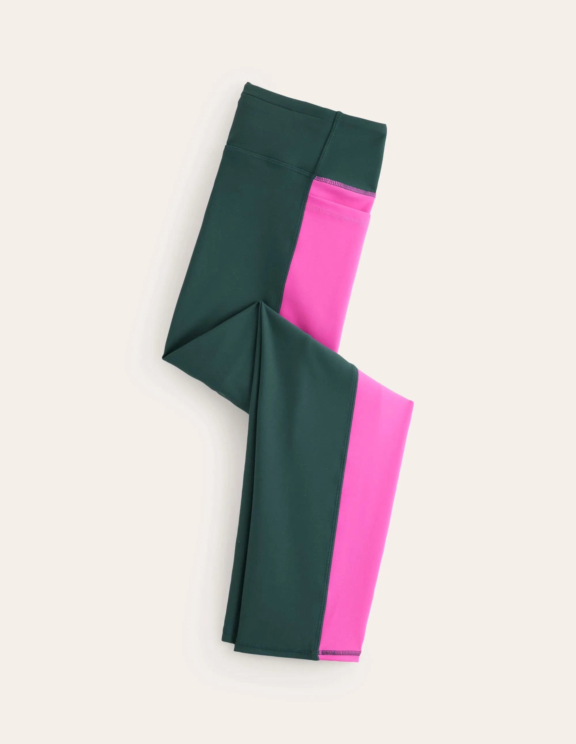 Colour Block 7/8 Leggings-Green/Pink Colourblock