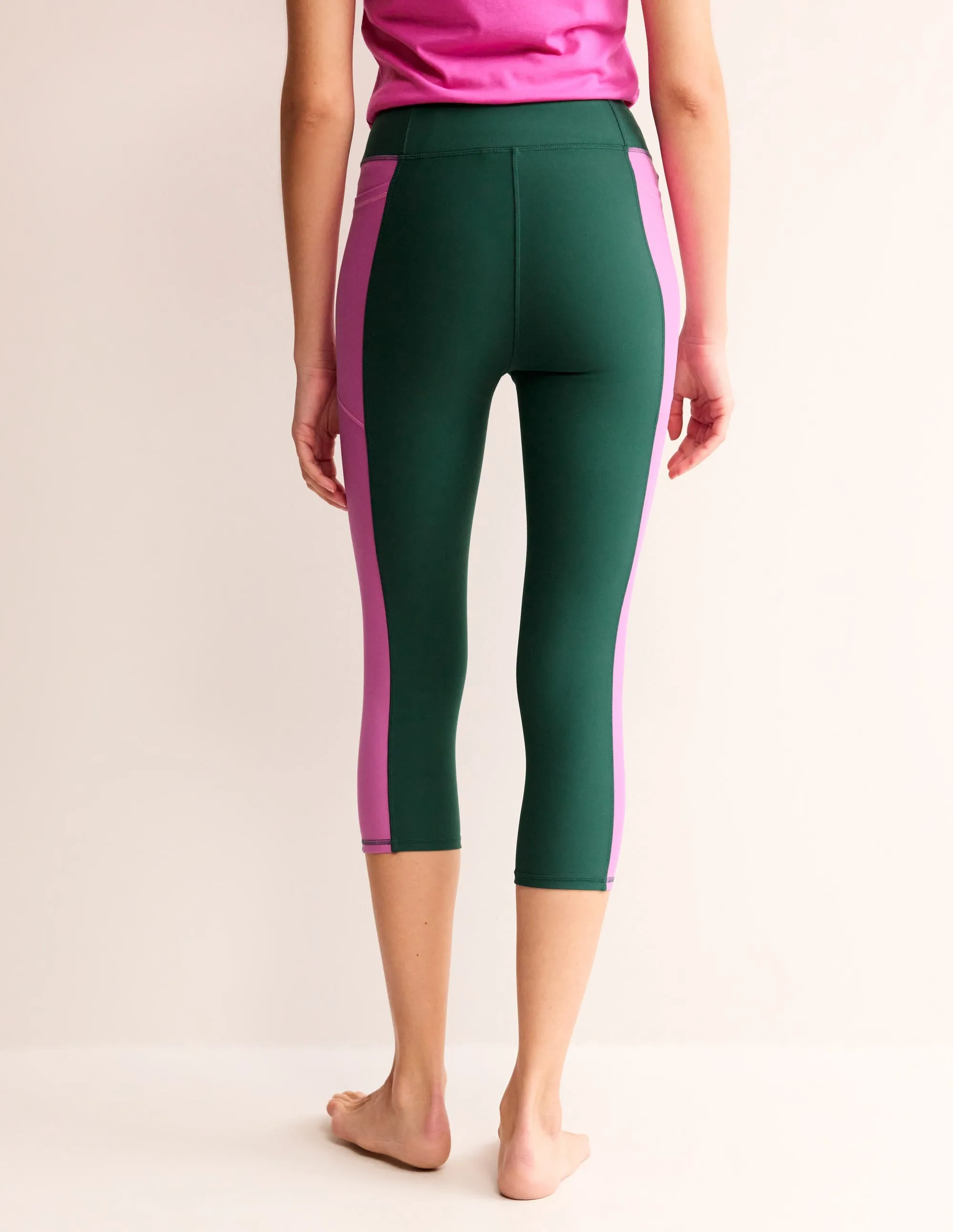 Colour Block 7/8 Leggings-Green/Pink Colourblock
