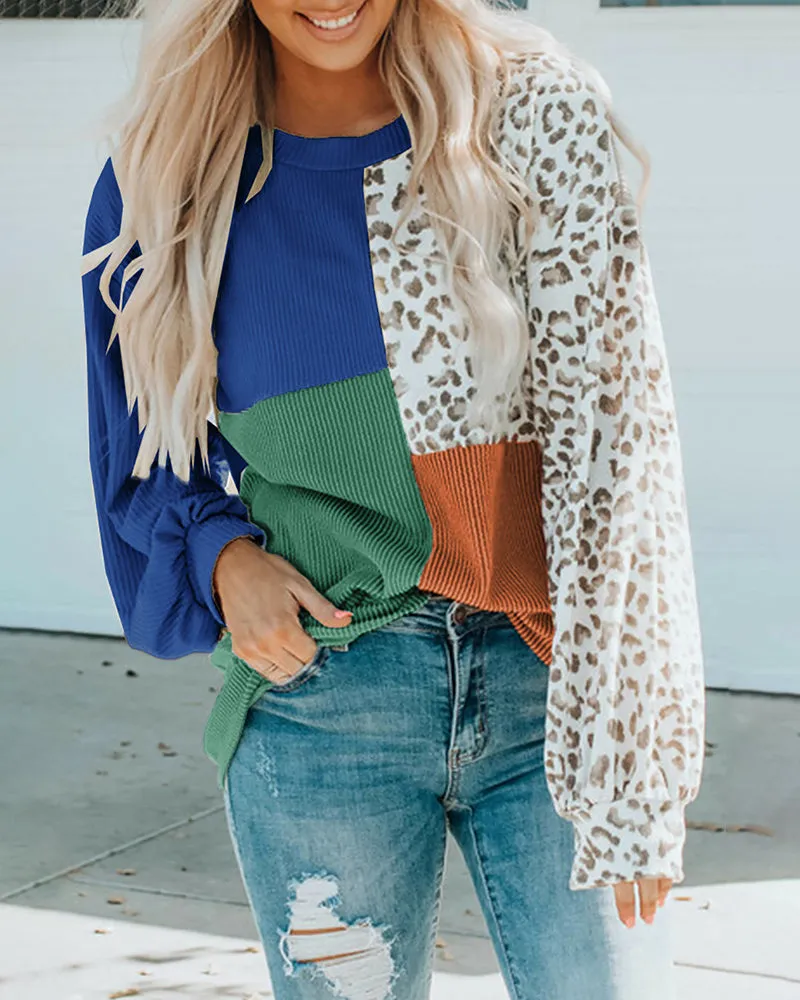 Crewneck Doll Sleeves Rib Knit Pullover