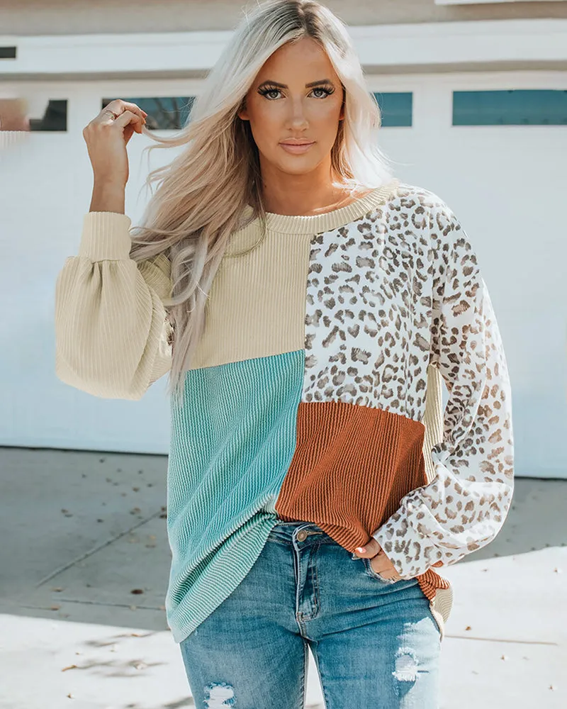 Crewneck Doll Sleeves Rib Knit Pullover