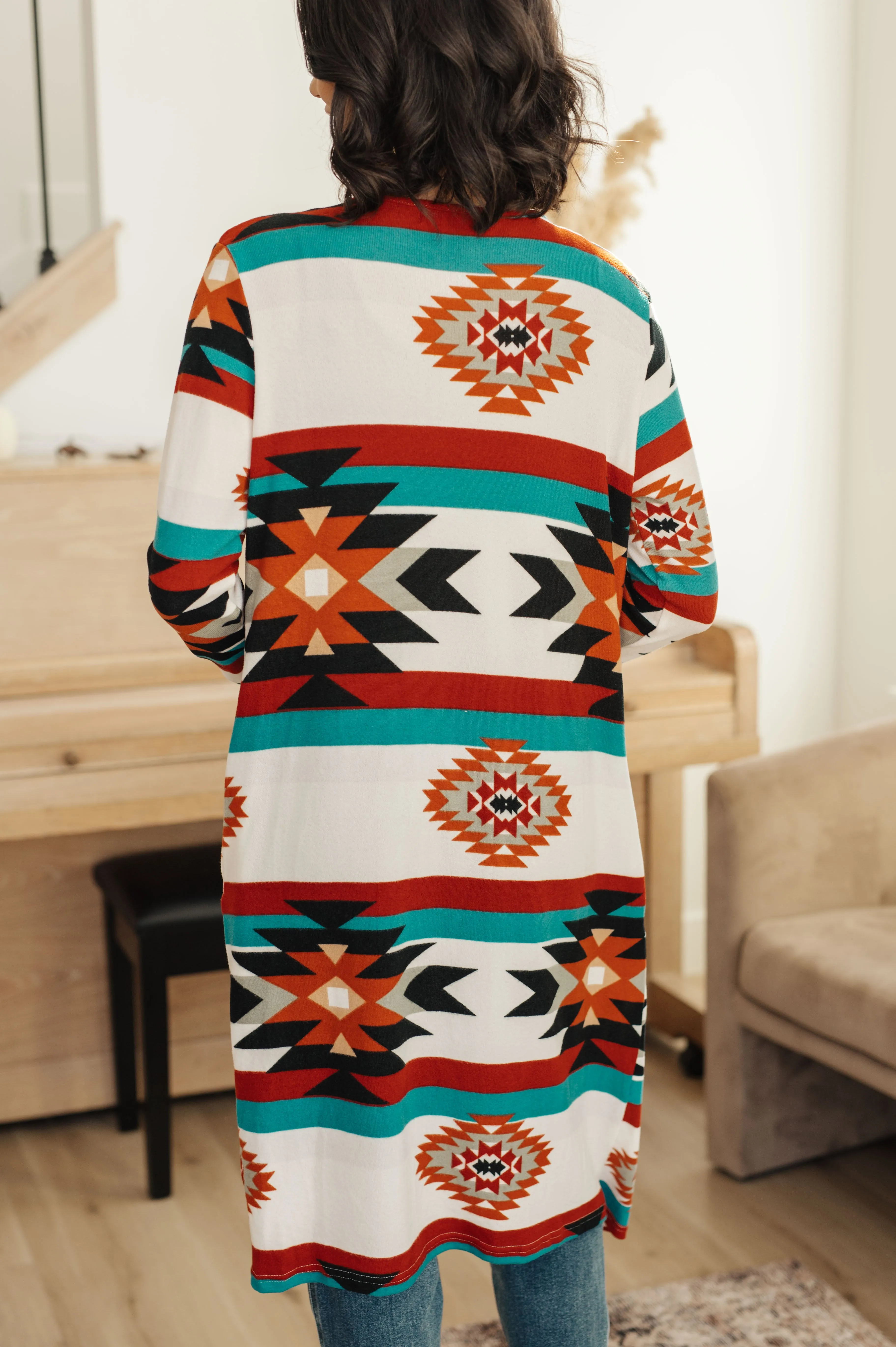 Desert Winter Aztec Print Long Cardigan - 11/24/2023