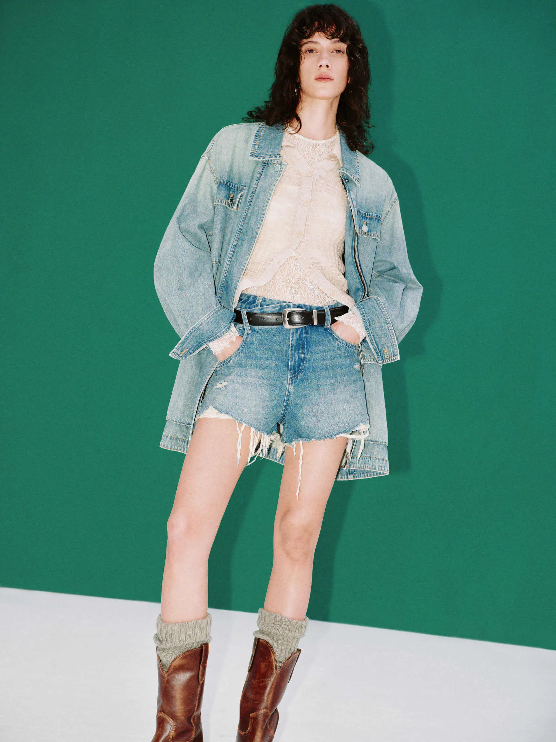 Distressed Detail Denim Shorts