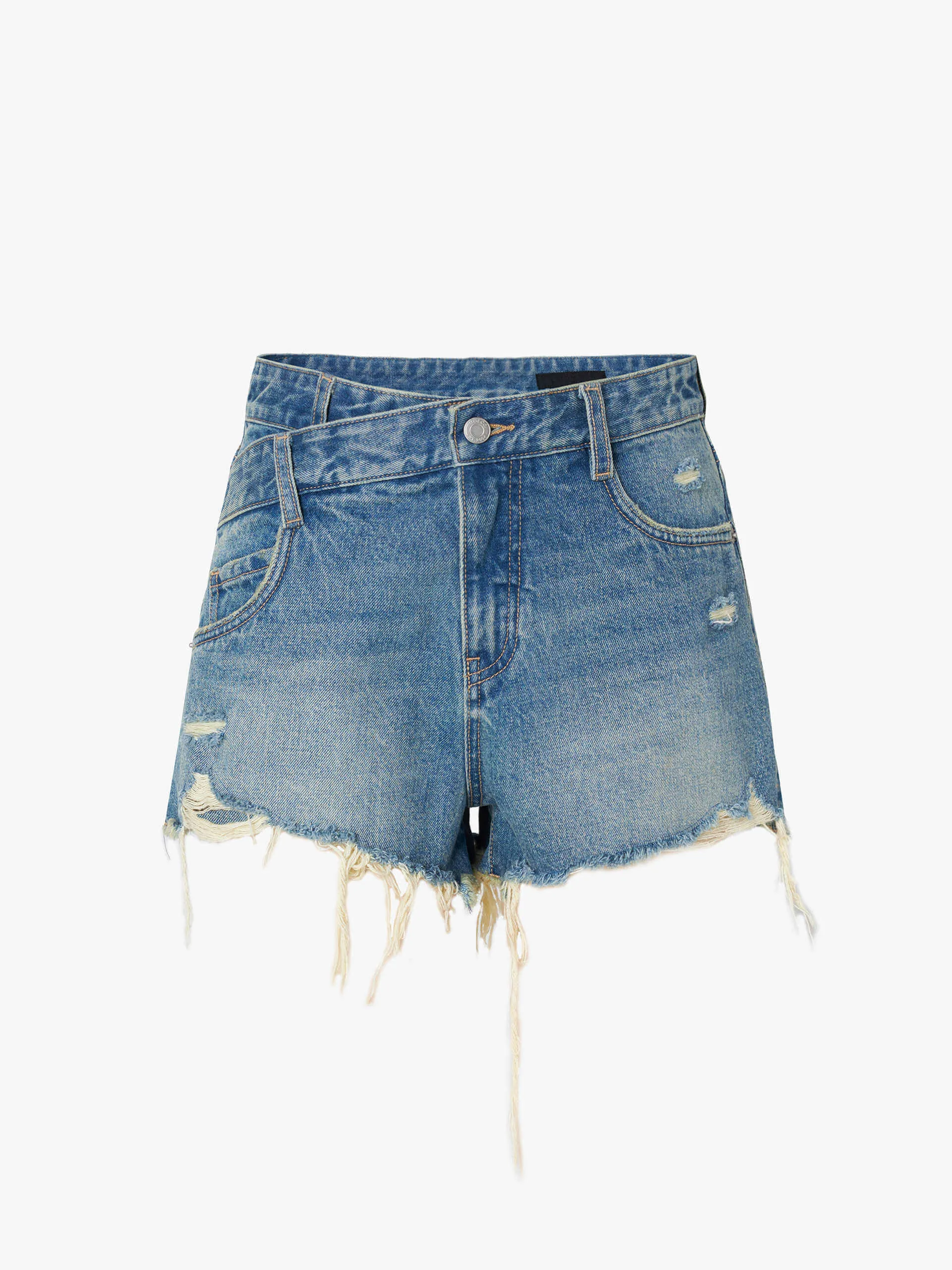 Distressed Detail Denim Shorts
