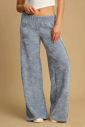 Elastic Waist Wide Leg Pants in Light Blue