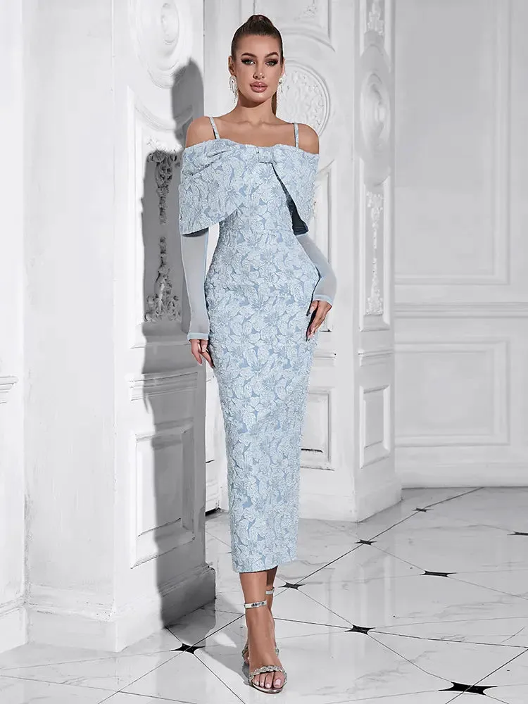 Elegant One-Shoulder Floral Mesh Dress