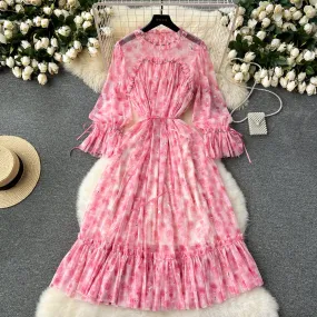 Elegant Sequined Floral Chiffon Dress