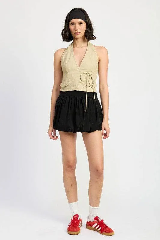 Emory Park Wrapped Halter Neck Top