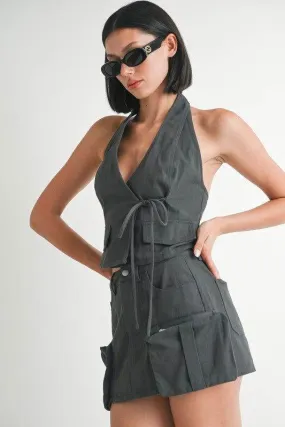 Emory Park Wrapped Halter Neck Top