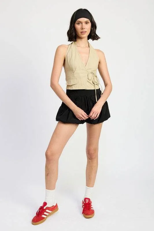 Emory Park Wrapped Halter Neck Top