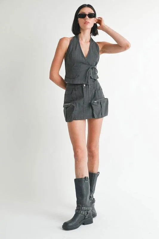 Emory Park Wrapped Halter Neck Top