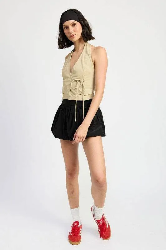 Emory Park Wrapped Halter Neck Top
