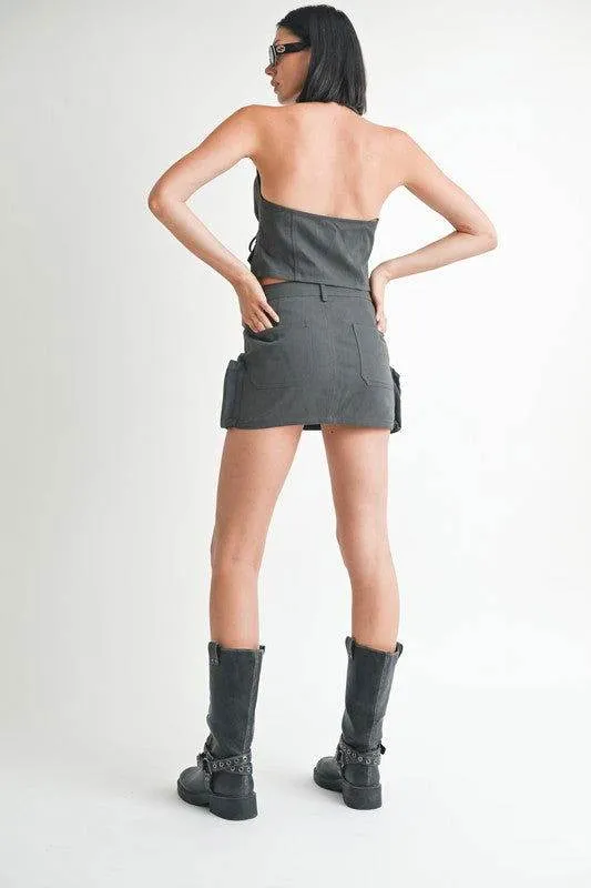 Emory Park Wrapped Halter Neck Top
