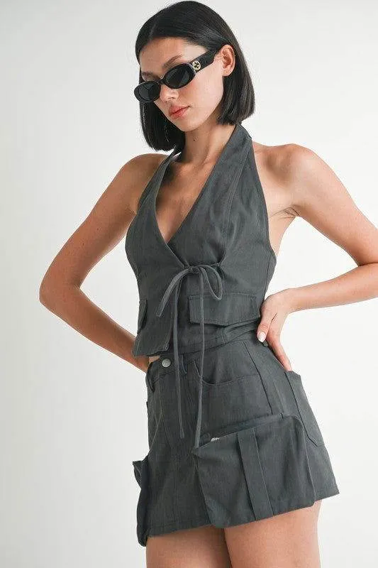 Emory Park Wrapped Halter Neck Top