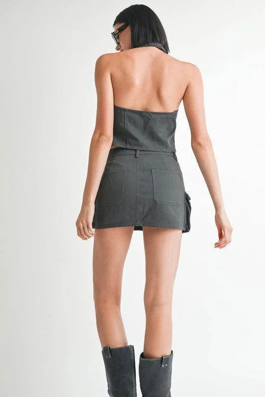 Emory Park Wrapped Halter Neck Top