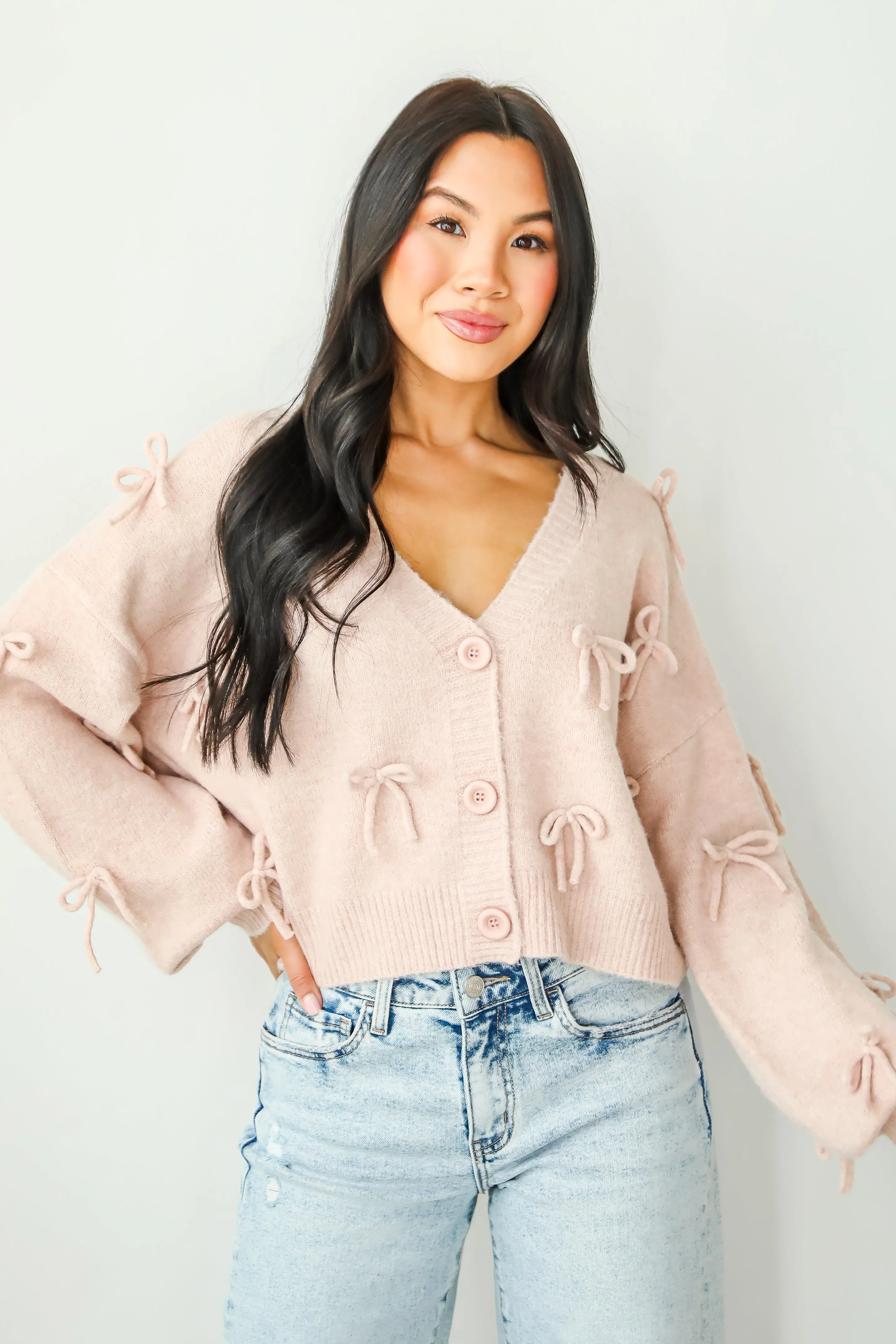 FINAL SALE - Darling Coziness Bow Sweater Cardigan