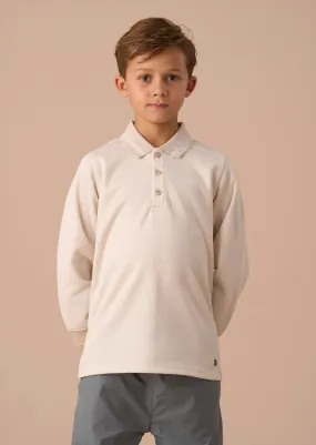 Finn Cream Smart Long Sleeve Polo