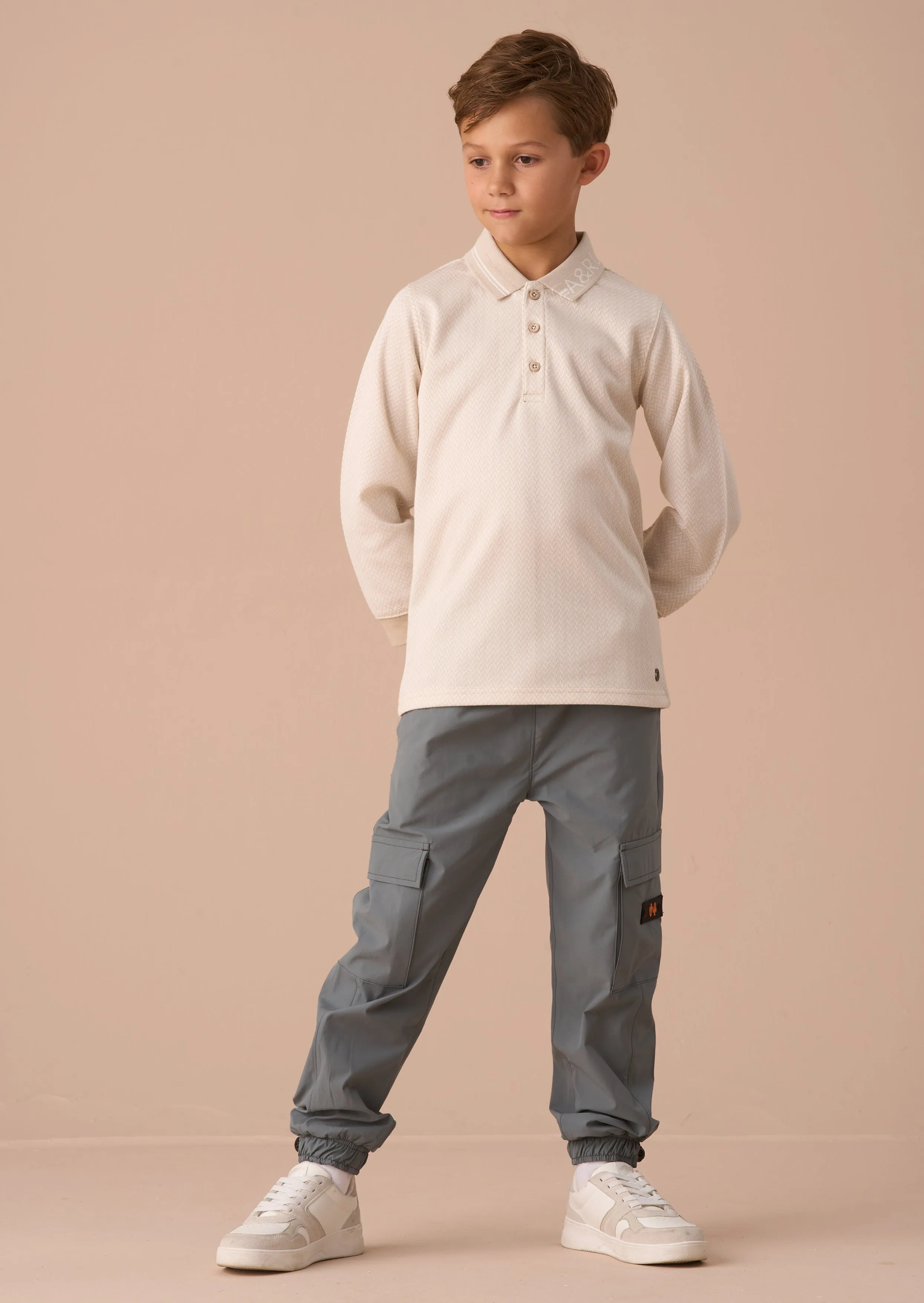 Finn Cream Smart Long Sleeve Polo