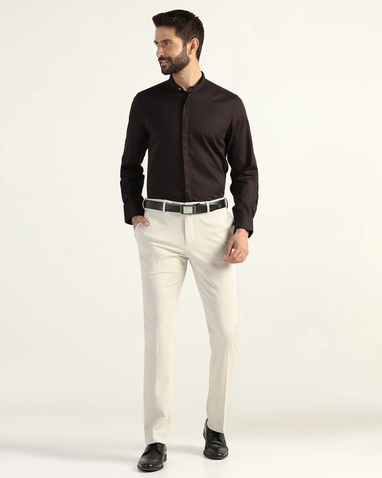 Formal Brown Textured Shirt - Rome