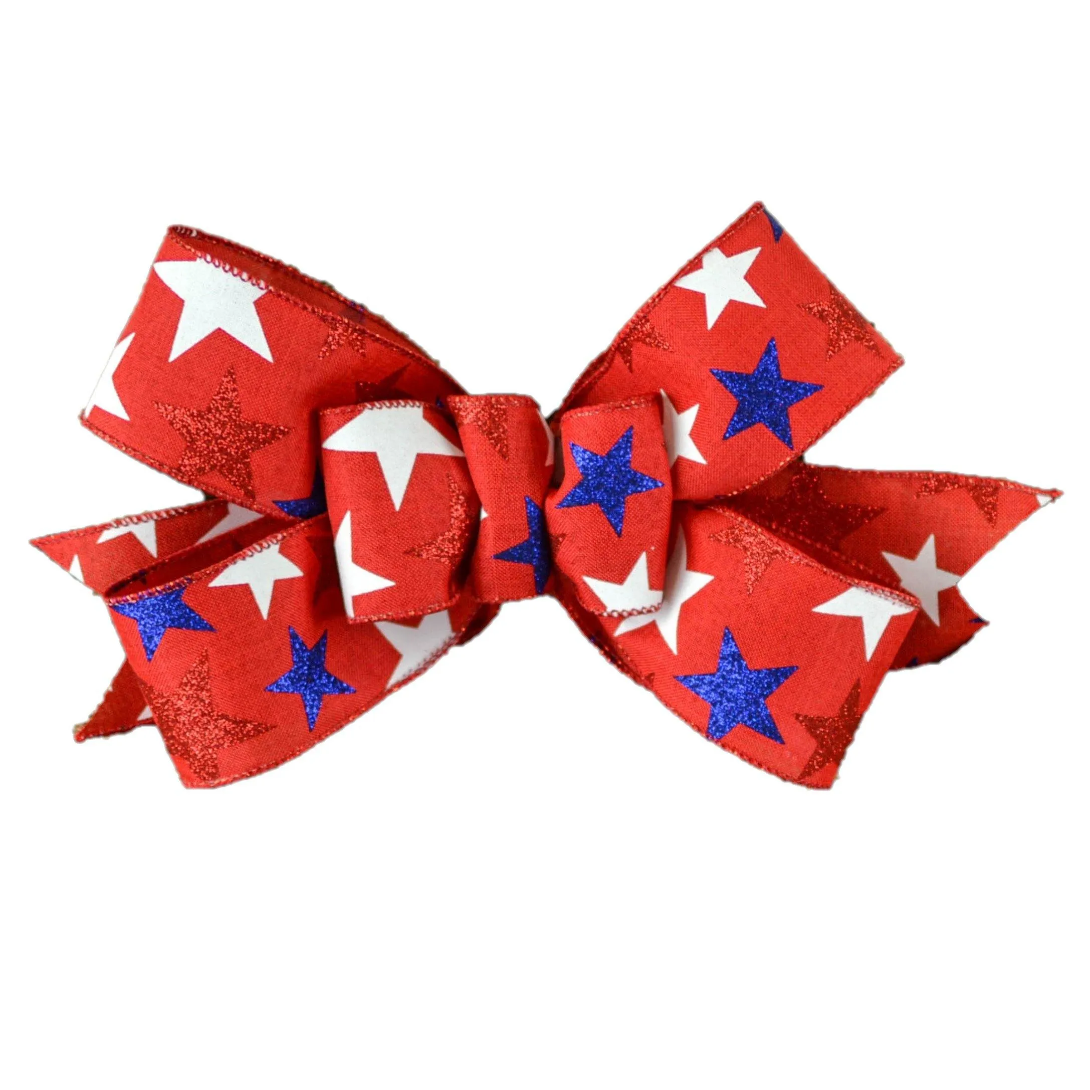 Fourth of July Royal Blue White Red Add On Wreath Bow