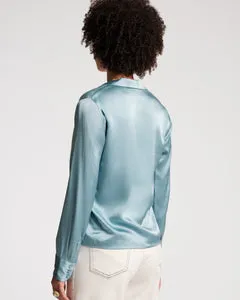Katherine Shirt Solid Silk Silk French Blue
