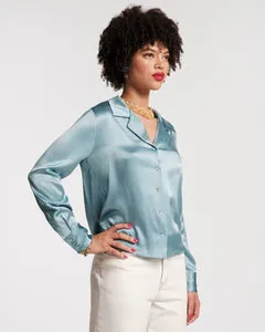 Katherine Shirt Solid Silk Silk French Blue