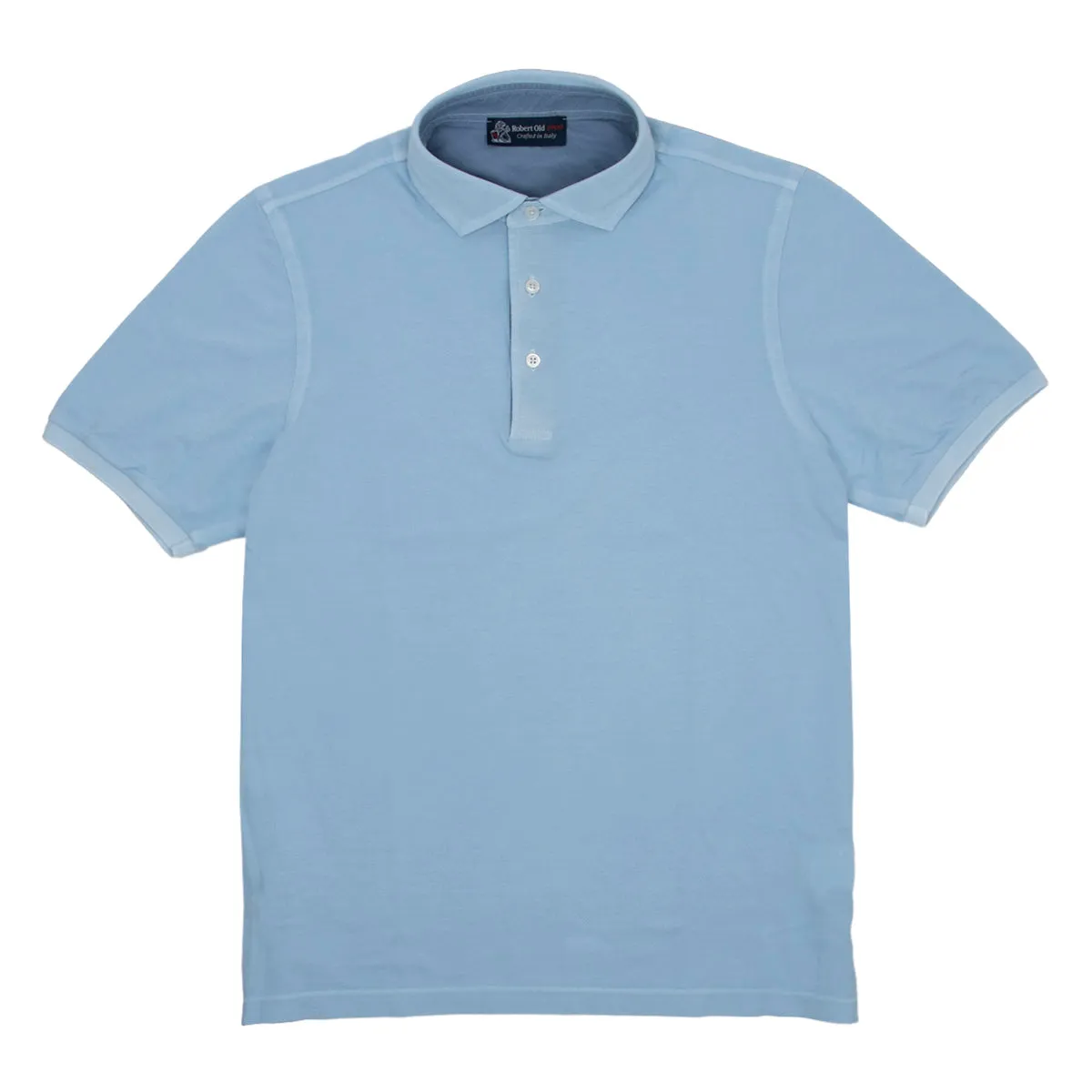Light Blue 100% Cotton Short Sleeve Polo Shirt