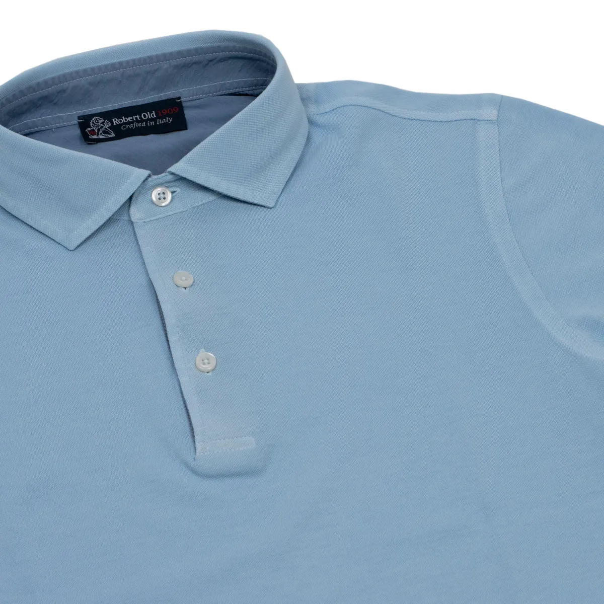 Light Blue 100% Cotton Short Sleeve Polo Shirt
