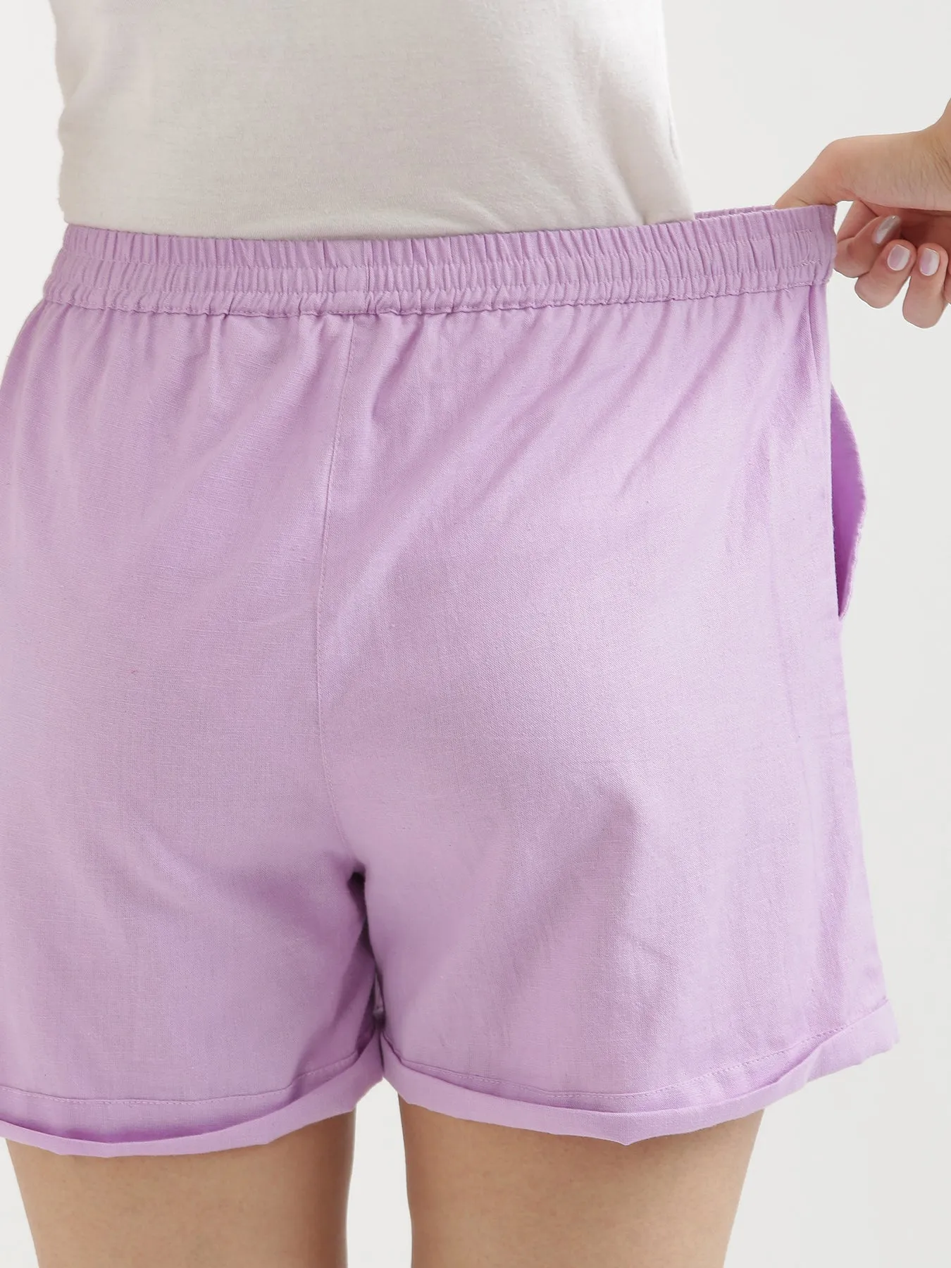 Lilac Airy-Linen Shorts