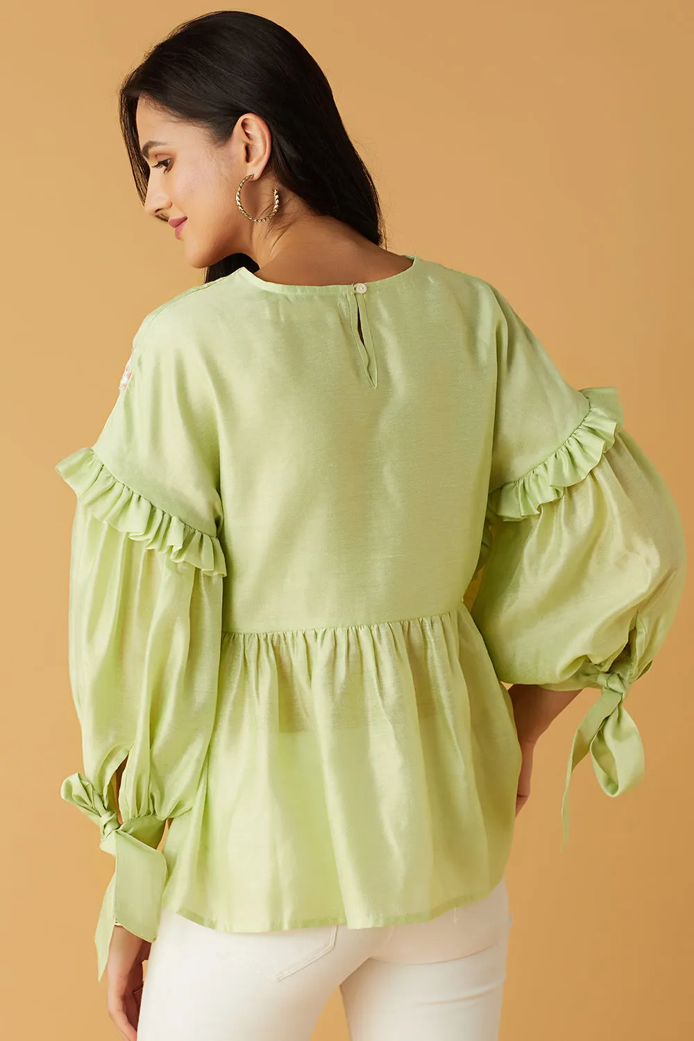 Lime Green Embroidered Blouse