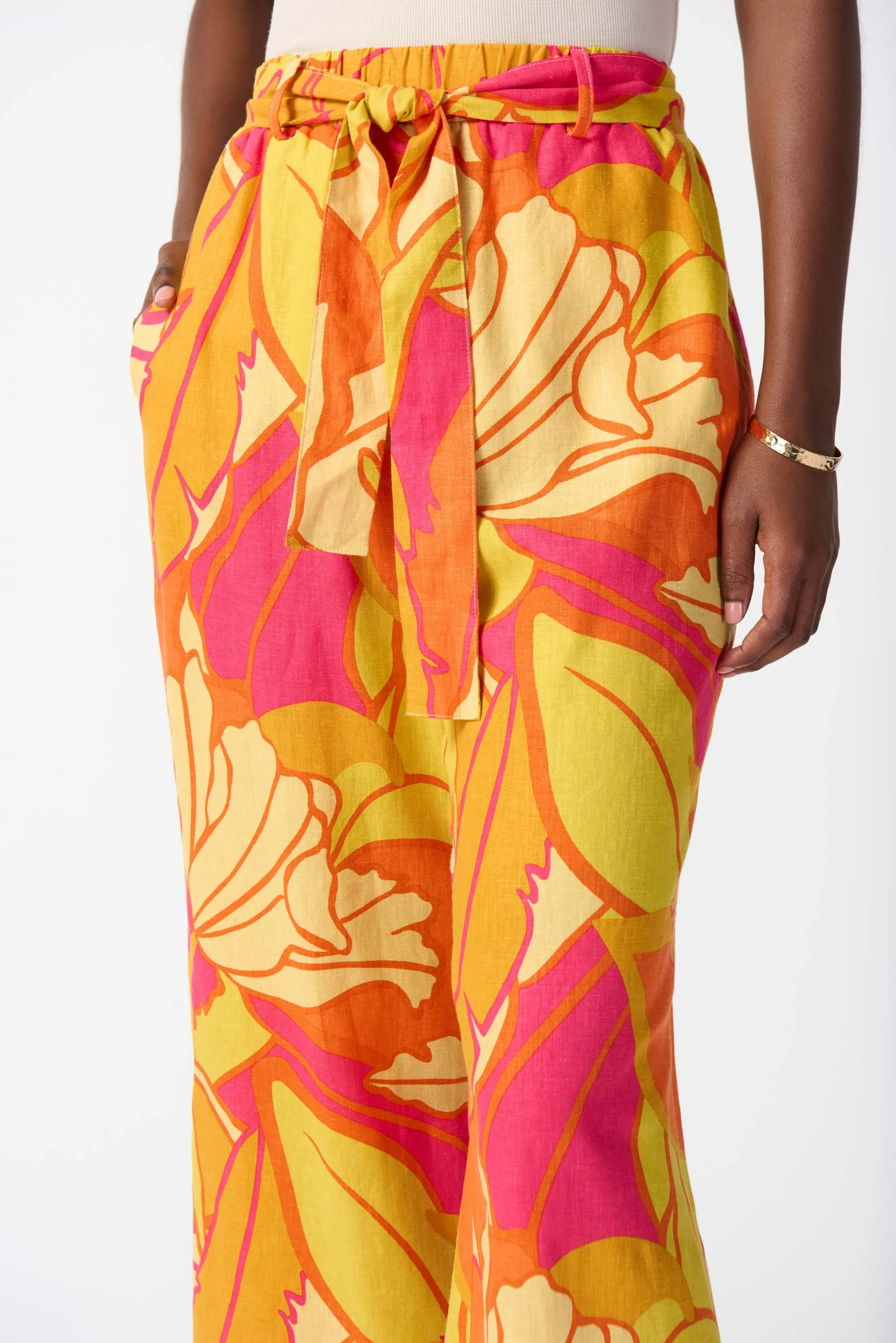 Linen Blend Wide-Leg Crop Pants